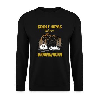 Wohnwagen Opa Enkel Camping - Unisex Pullover - Schwarz - Vorne - Alina (178cm) & Michal (187cm)