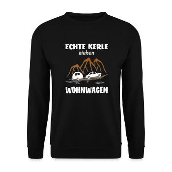 Wohnwagen Camper Urlaub - Unisex Pullover - Schwarz - Vorne - Alina (178cm) & Michal (187cm)