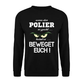 Wenn der Polier böse guckt T-Shirt - Unisex Pullover - Schwarz - Vorne - Alina (178cm) & Michal (187cm)