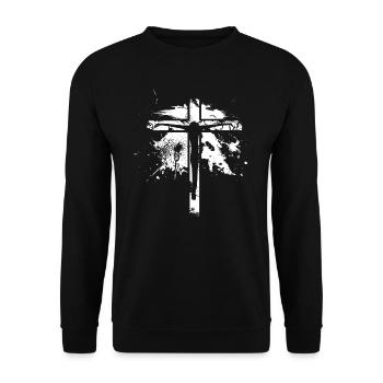 Jesus cross - Christian - Unisex Sweatshirt - black - Front - Alina (178cm) & Michal (187cm)