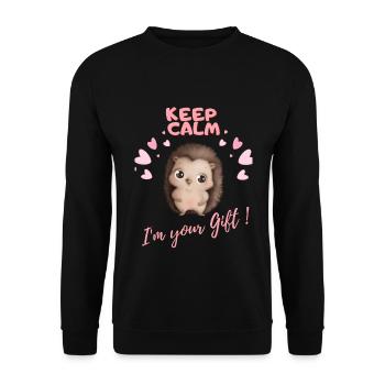KEEP CALM IM YOUR GIFT - - Sweat-shirt Unisexe - noir - Devant - Alina (178cm) & Michal (187cm)