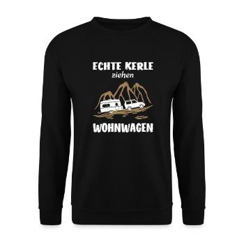 Wohnmobil Reise Camping Camper lustig - Unisex Pullover - Schwarz - Vorne - Alina (178cm) & Michal (187cm)