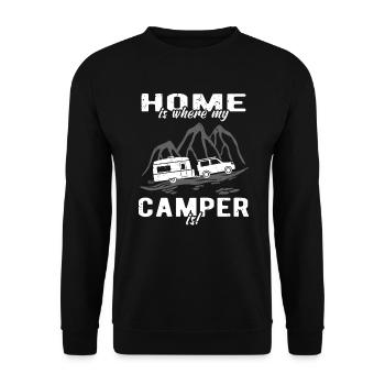 Camping Caravan Caravan Owners - Unisex Sweatshirt - black - Front - Alina (178cm) & Michal (187cm)
