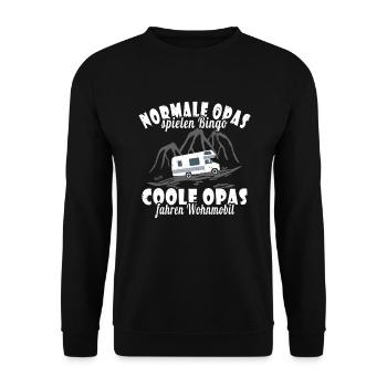 Ferien Wohnmobil Womo Camping Opa - Unisex Pullover - Schwarz - Vorne - Alina (178cm) & Michal (187cm)