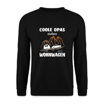 Wohnwagen Camping Opa - Unisex Pullover - Schwarz - Vorne - Alina (178cm) & Michal (187cm)