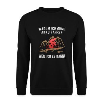 Fahrrad Rennrad fahren Radsport ohne Akku - Unisex Pullover - Schwarz - Vorne - Alina (178cm) & Michal (187cm)