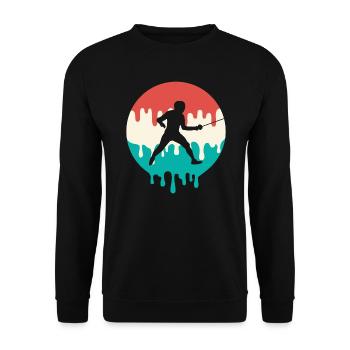 Fechten triefend Fecht Sport Degen Fechter - Unisex Pullover - Schwarz - Vorne - Alina (178cm) & Michal (187cm)