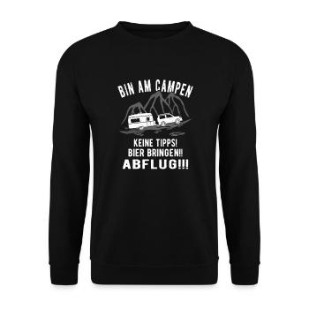 Camping Camper Wohnwagen Urlaub lustig - Unisex Pullover - Schwarz - Vorne - Alina (178cm) & Michal (187cm)