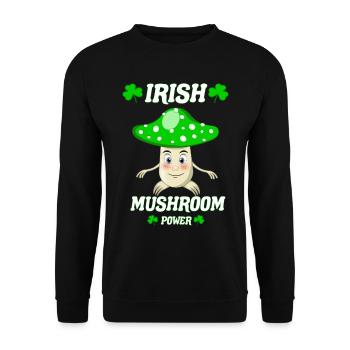 The Irish Power Mushroom, Funny Mushrooms Design - Unisex Sweatshirt - black - Front - Alina (178cm) & Michal (187cm)