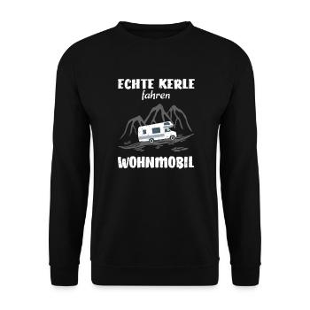 Wohnmobil Lustig Mann Kerl - Unisex Pullover - Schwarz - Vorne - Alina (178cm) & Michal (187cm)