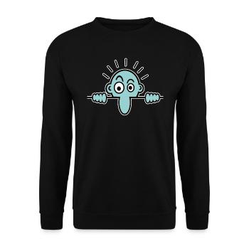 Mauermännchen hellblau - Unisex Pullover - Schwarz - Vorne - Alina (178cm) & Michal (187cm)