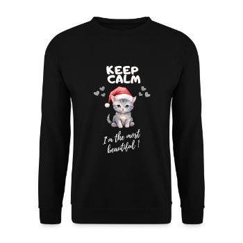 Bleib ruhig, ich bin ein Schönster - Unisex Pullover - Schwarz - Vorne - Alina (178cm) & Michal (187cm)
