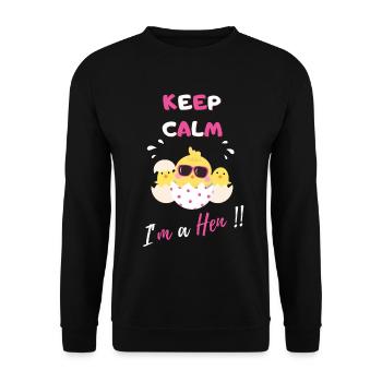 Keep calm I'm a hen - Sweat-shirt Unisexe - noir - Devant - Alina (178cm) & Michal (187cm)
