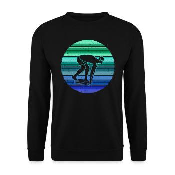 Schwimmer Schwimmen Schwimmsport Herren Schwimm - Unisex Pullover - Schwarz - Vorne - Alina (178cm) & Michal (187cm)