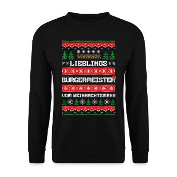 Lieblings Bürgermeister des Weihnachtsmanns - Unisex Pullover - Schwarz - Vorne - Alina (178cm) & Michal (187cm)