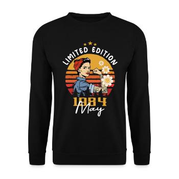 Legendär seit Mai 1984 - Mai 1984 Geburtstag 1984 - Unisex Pullover - Schwarz - Vorne - Alina (178cm) & Michal (187cm)