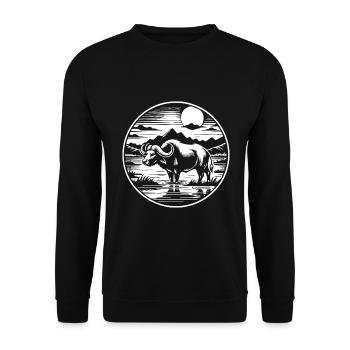 Water buffalo design, for the fan of wild cattle - Unisex Sweatshirt - black - Front - Alina (178cm) & Michal (187cm)