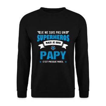 Papy cadeau drôle original super papi - Sweat-shirt Unisexe - noir - Devant - Alina (178cm) & Michal (187cm)