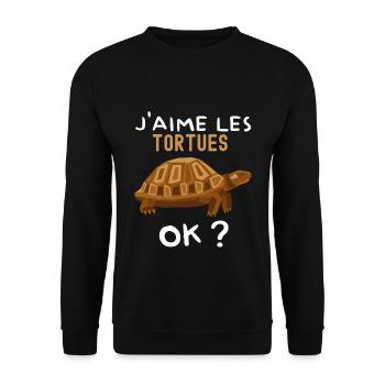 Oui Les Tortues je les Aime - Sweat-shirt Unisexe - noir - Devant - Alina (178cm) & Michal (187cm)