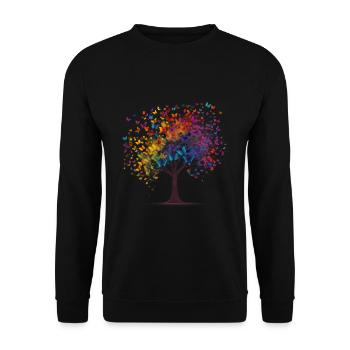 arbre aux papillons colorés volants - Sweat-shirt Unisexe - noir - Devant - Alina (178cm) & Michal (187cm)
