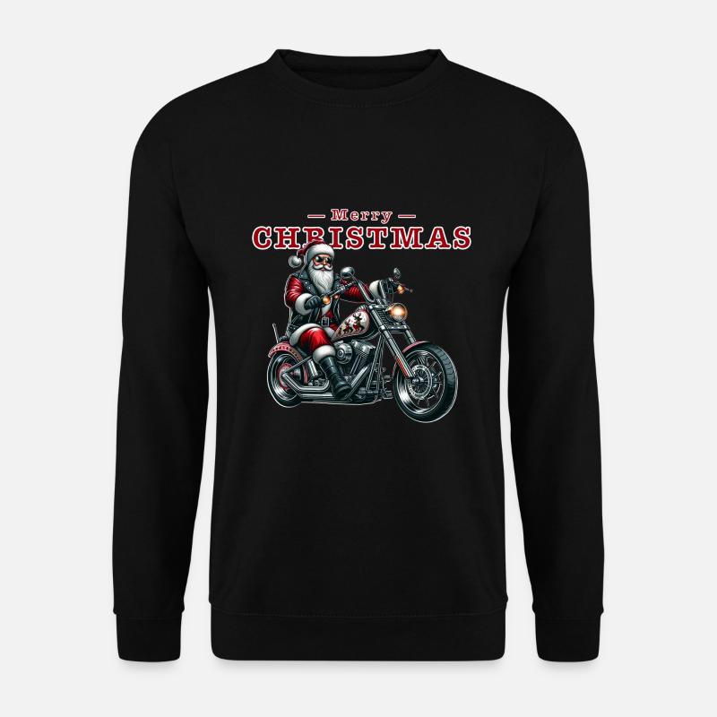 Cooler Weihnachtsmann auf Motorrad, Bike zu Xmas - Unisex Pullover - Schwarz