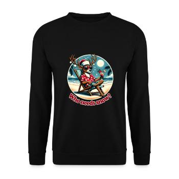Vacances à Noël, rennes frais sur la plage - Sweat-shirt Unisexe - noir - Devant - Alina (178cm) & Michal (187cm)