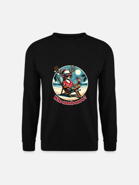 Urlaub über Weihnachten, cooles Rentier am Strand - Unisex Pullover - Schwarz