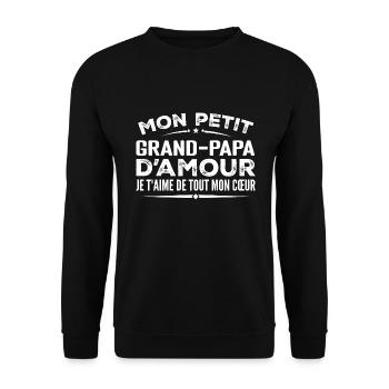 Cadeau Grand-papa d'amour je t'aime de mon cœur - Sweat-shirt Unisexe - noir - Devant - Alina (178cm) & Michal (187cm)