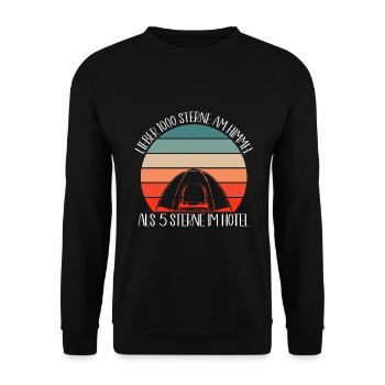 Camping Geschenkidee Camper Zelten Outdoor Natur - Unisex Pullover - Schwarz - Vorne - Alina (178cm) & Michal (187cm)