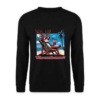 drôle anti renne de Noël en vacances - Sweat-shirt Unisexe - noir - Devant - Alina (178cm) & Michal (187cm)