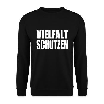 vielfalt schützen - Unisex Pullover - Schwarz - Vorne - Alina (178cm) & Michal (187cm)