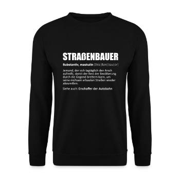 Straßenbauer/Asphaltbauer/Straßenbau/Wörterbuch - Unisex Pullover - Schwarz - Vorne - Alina (178cm) & Michal (187cm)