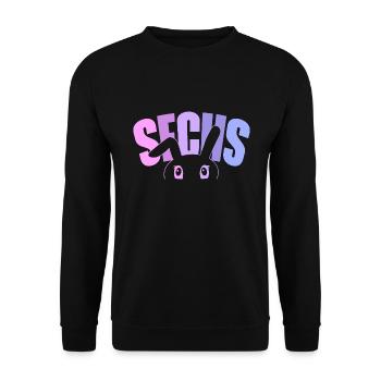 6. Geburtstag Mädchen 6 Jahre alt Hase Häschen - Unisex Pullover - Schwarz - Vorne - Alina (178cm) & Michal (187cm)
