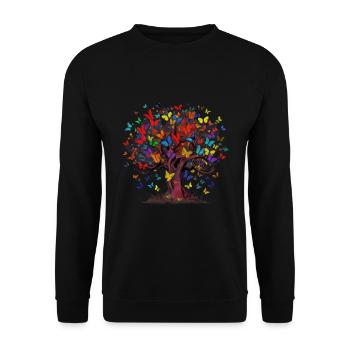Papillon Arbre Papillons colorés Mouches - Sweat-shirt Unisexe - noir - Devant - Alina (178cm) & Michal (187cm)