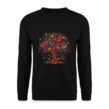 Butterfly Tree Colorful Butterflies Flies - Unisex Sweatshirt - black - Front - Alina (178cm) & Michal (187cm)