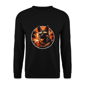 German Shepherd Dog Holiday Beach Sunglasses - Unisex Sweatshirt - black - Front - Alina (178cm) & Michal (187cm)