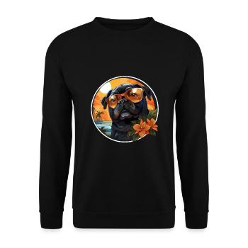 Pug Pug Dog Holiday Beach Sunglasses - Unisex Sweatshirt - black - Front - Alina (178cm) & Michal (187cm)