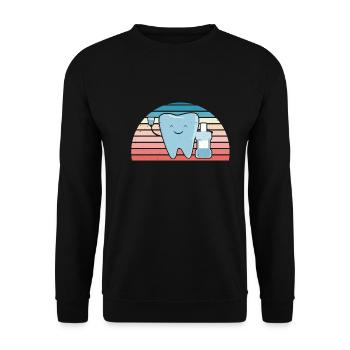 Hygienist Retro Sunset Dental Assistant - Unisex Pullover - Schwarz - Vorne - Alina (178cm) & Michal (187cm)