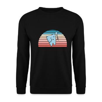 Hygienist Retro Sunset Dental Assistant - Unisex Pullover - Schwarz - Vorne - Alina (178cm) & Michal (187cm)