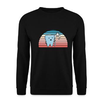 Hygienist Retro Sunset Dental Assistant - Unisex Pullover - Schwarz - Vorne - Alina (178cm) & Michal (187cm)