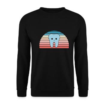 Hygienist Retro Sunset Dental Assistant - Unisex Pullover - Schwarz - Vorne - Alina (178cm) & Michal (187cm)