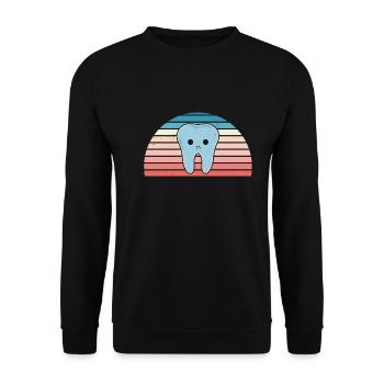 Hygienist Retro Sunset Dental Assistant - Unisex Pullover - Schwarz - Vorne - Alina (178cm) & Michal (187cm)