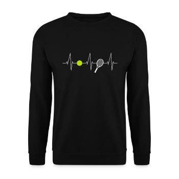 Tennis heartbeat with tennis ball & tennis racket - Unisex Sweatshirt - black - Front - Alina (178cm) & Michal (187cm)