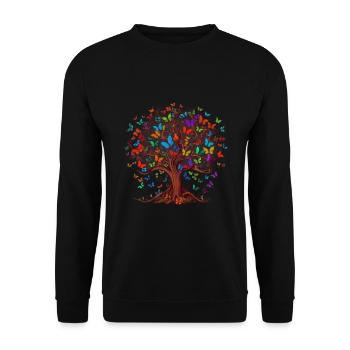 Papillon Arbre Papillons colorés Mouches - Sweat-shirt Unisexe - noir - Devant - Alina (178cm) & Michal (187cm)