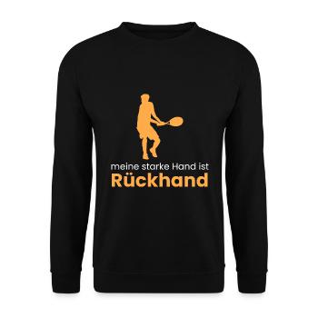 meine starke Hand: Rückhand - Unisex Pullover - Schwarz - Vorne - Alina (178cm) & Michal (187cm)