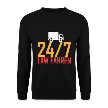 24/7 LKW fahren - Unisex Pullover - Schwarz - Vorne - Alina (178cm) & Michal (187cm)