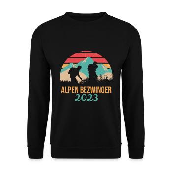 Alpenbezwinger 2023 Alpenüberquerung Finisher - Unisex Pullover - Schwarz - Vorne - Alina (178cm) & Michal (187cm)