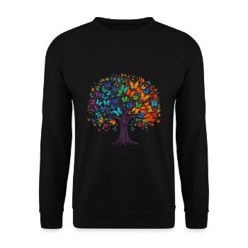 Butterfly Tree Colorful Butterflies Flies - Unisex Sweatshirt - black - Front - Alina (178cm) & Michal (187cm)