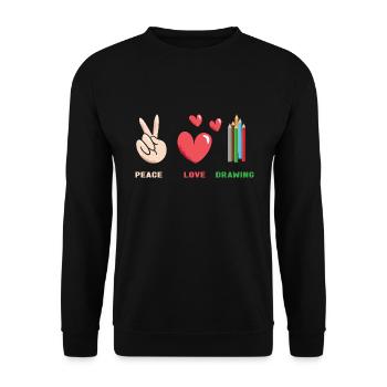 Drawer Peace Love Drawing - Unisex Sweatshirt - black - Front - Alina (178cm) & Michal (187cm)