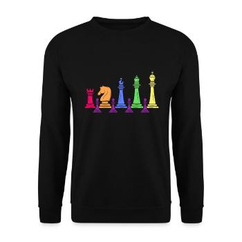 Schach Schachmatt Schachspieler Schachfamilie - Unisex Pullover - Schwarz - Vorne - Alina (178cm) & Michal (187cm)